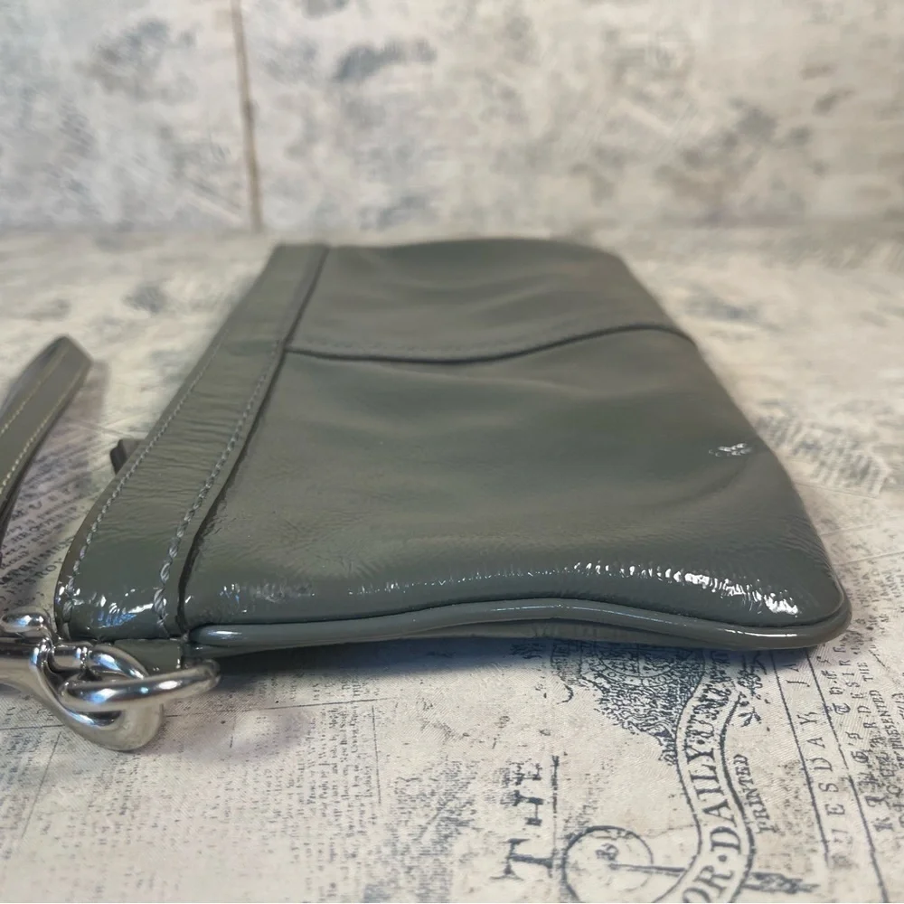 Coach gray leather wristlet
